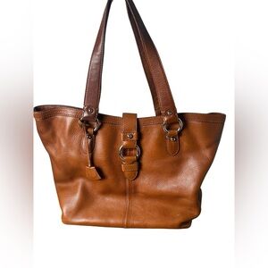 Banana Republic Brown Pebbled Leather Tote Bag Large Shoulder Purse